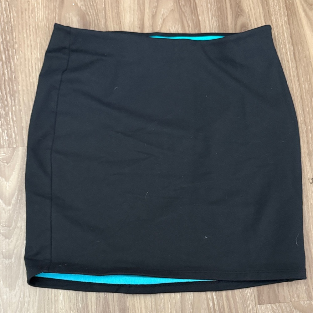 YITTY Black Mini Skirt with Teal Accent